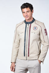 Steve McQueen Liam Ecru Leather Jacket for Men